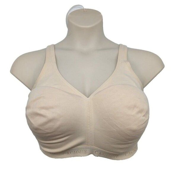 Cacique Lane Bryant Womens Bra Cotton Lightly Lined No Wire Size 52C Beige - Picture 2 of 9